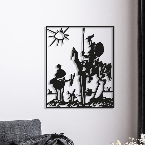 Don Quixote Metal Wall Art, Pablo Picasso Home Decor, Modern Large Home Decor, Unique Artwork, Living Room Wall Art, Adventure Lover Gift