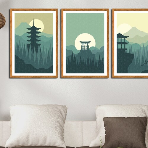 Abstract Landscape Art Framed Wall Art Living Room Decor Etsy