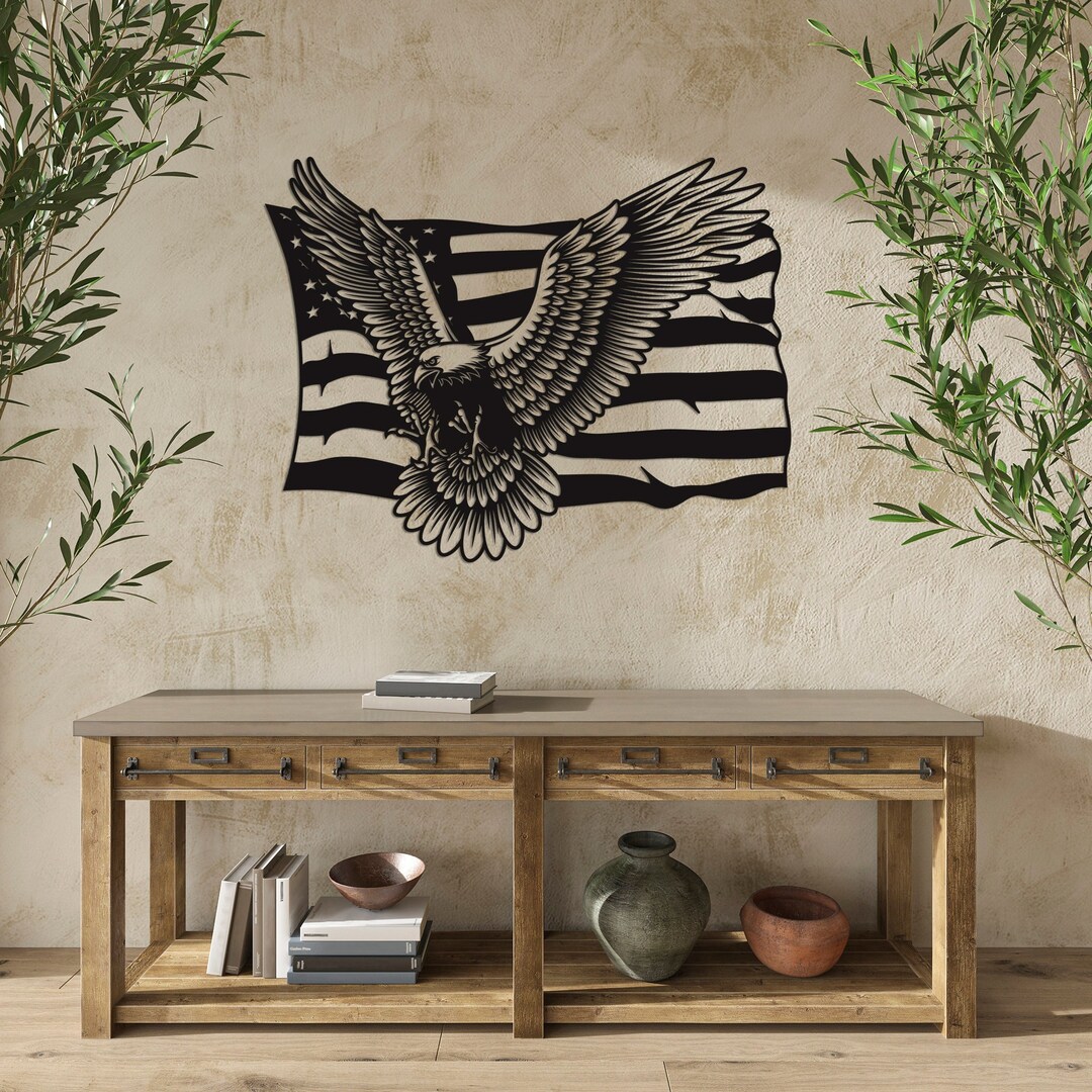 Metal American Flag Wall Art, Metal Wall Art, American Eagle Wall Art