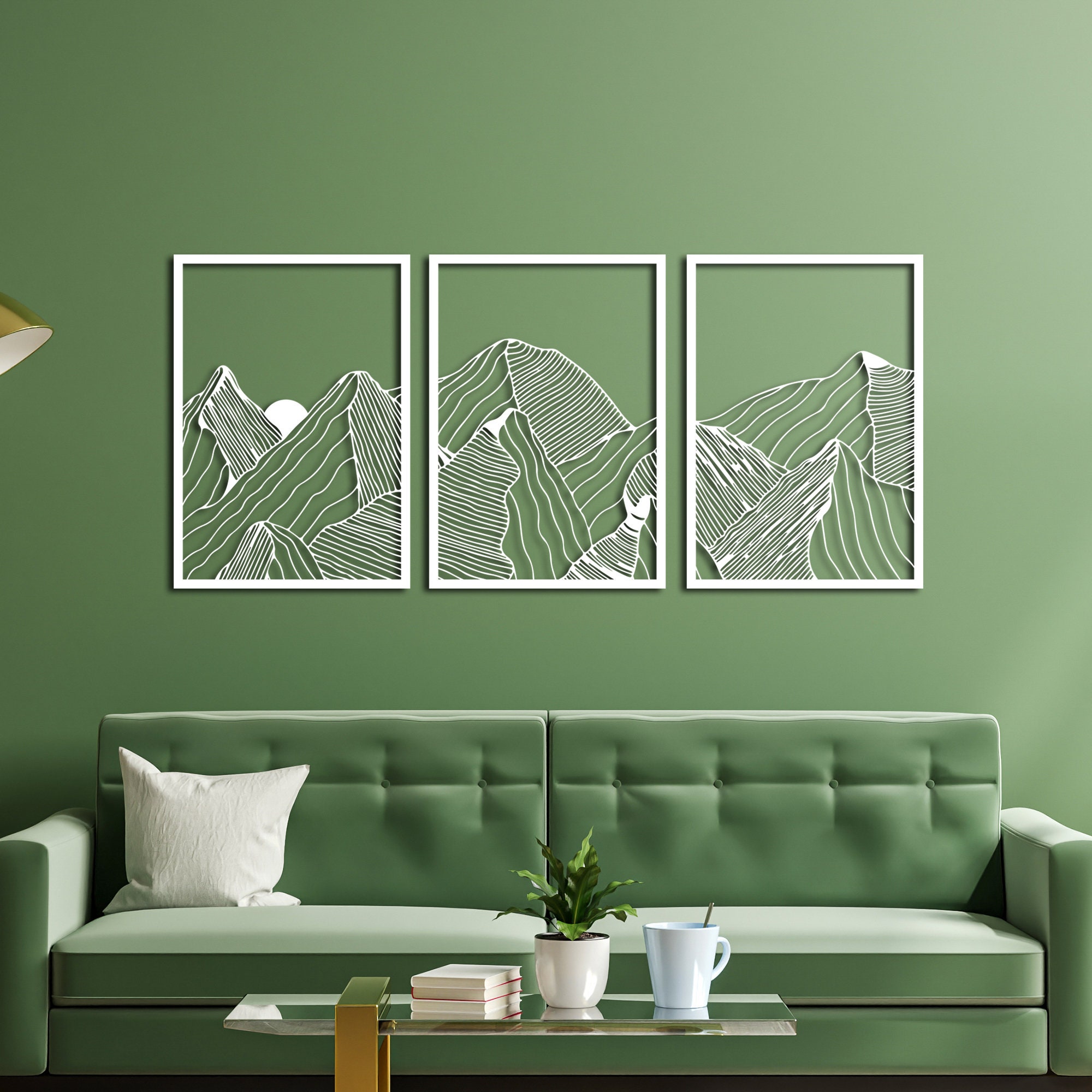 Set of 3 Mountain Metal Wall Art Metal Wall Art Large Etsy