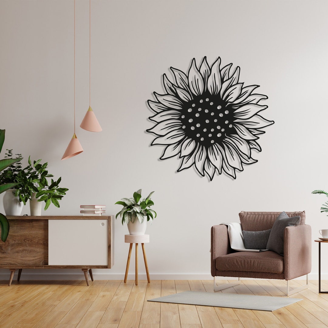 Sunflower Metal Wall Art, Flower Wall Art, Living Room Wall Decor