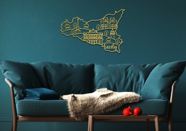 Sicily Metal Wall Art Sicily Italy Wall Art Sicily Italy Map Etsy