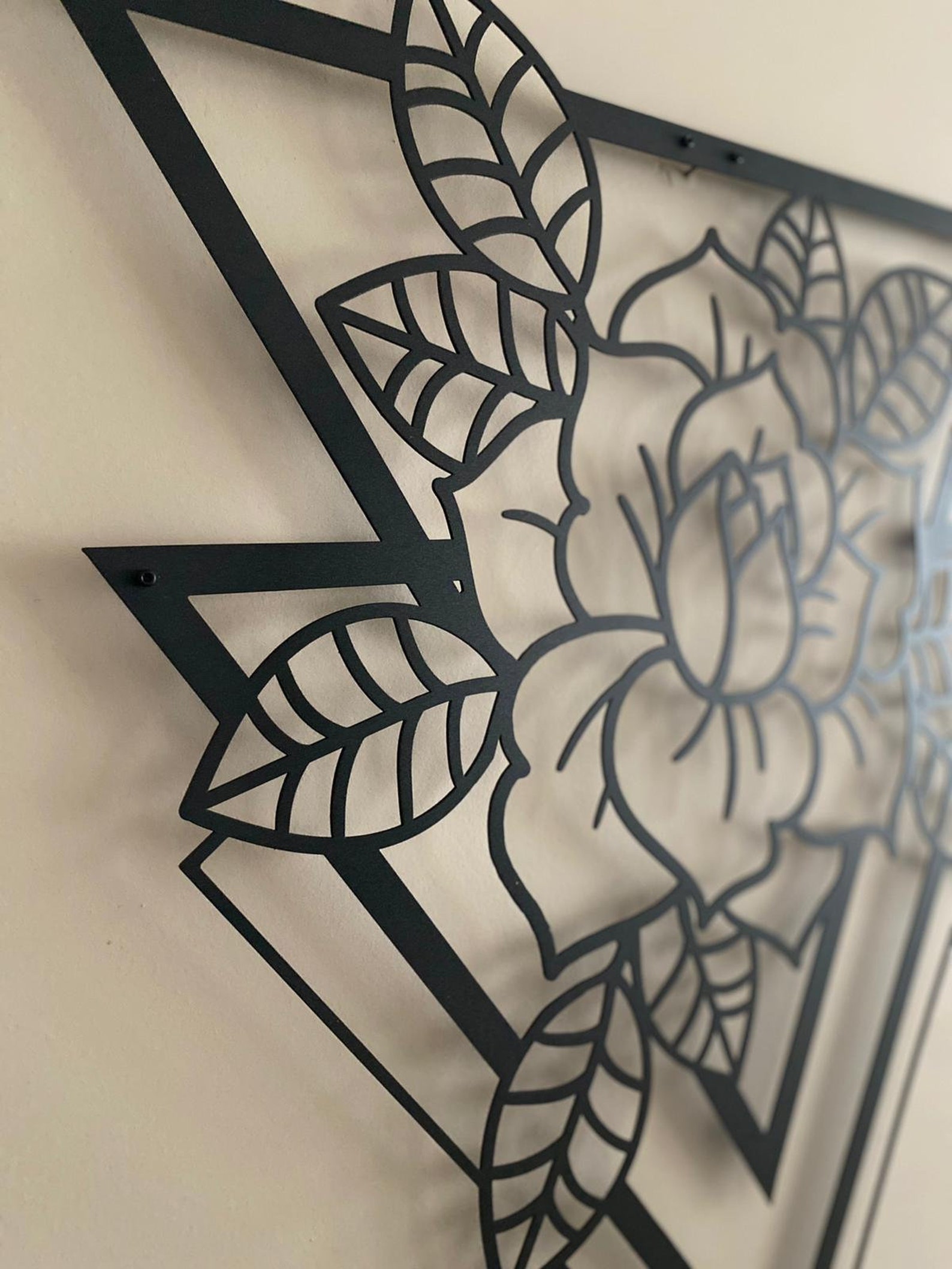 Rose Metal Wall Art Extra Large Home Decor Oversized Metal Etsy