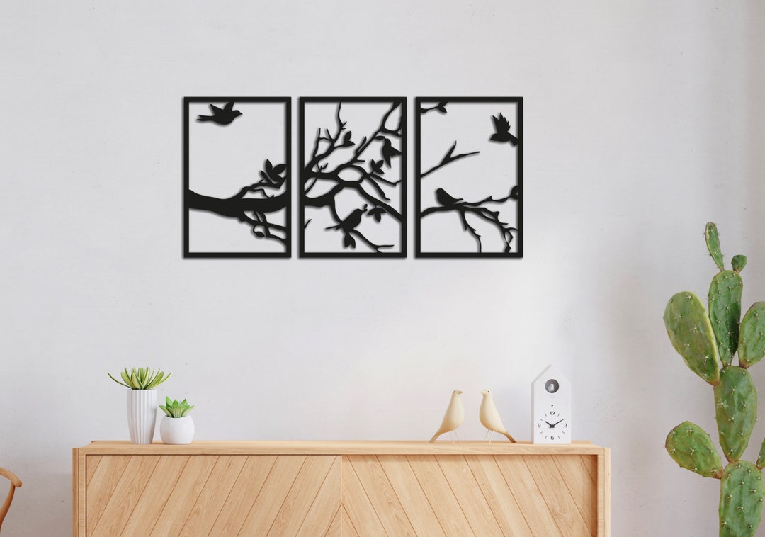 Birds With Tree Metal Wall Art Birds on Branch Metal Wall - Etsy