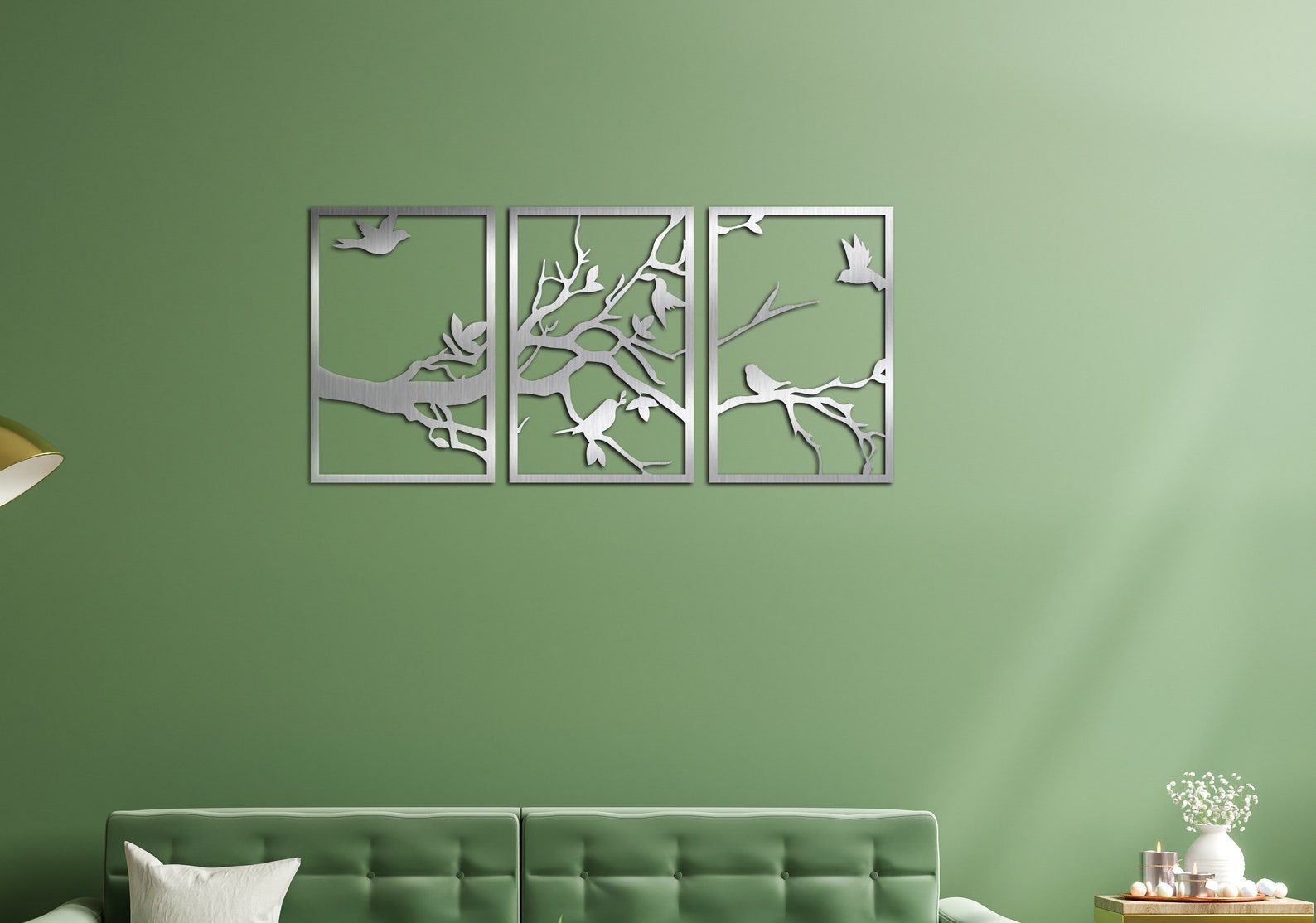 Birds With Tree Metal Wall Art Birds on Branch Metal Wall Etsy