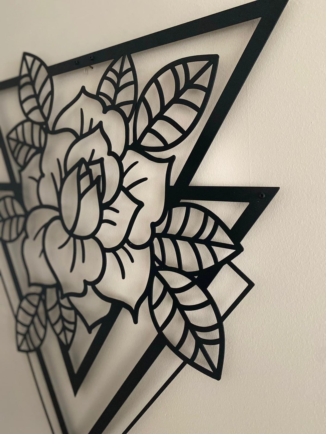 Rose Metal Wall Art Extra Large Home Decor Oversized Metal Etsy