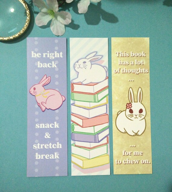cute bunny rabbit bookmark cute kawaii print bookmark anime etsy uk