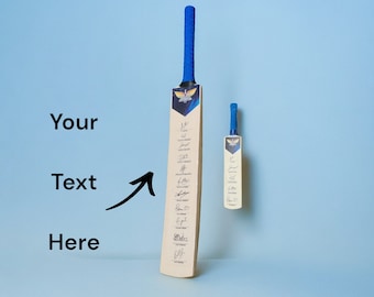Complete Engraved Cricket Bat + Miniature Cricket Bat, Name ,Signature and Text Cricket Bat, Cricket Gift Souvenir Cricket Bat