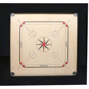 Tablero de Carrom de Club Profesional, Juego de Mesa de Torneo, Tablero de Carrom de Campeón (Aprobado en Torneos Nacionales), Bolsillo Cortado: CON CUBIERTA
