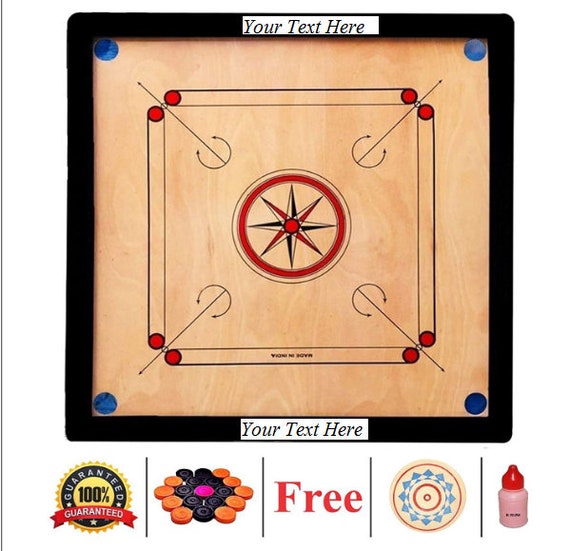 Games & Puzzles Custom Text WITH COVER Laser Engraved Carrom