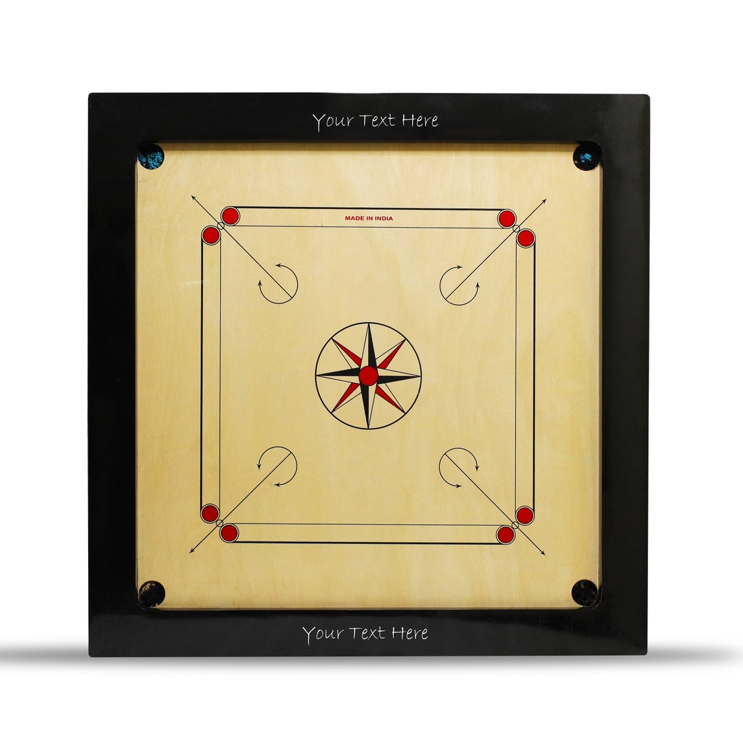 Personalized Full Size Carrom Board glossy Black Polish, Waterproof
