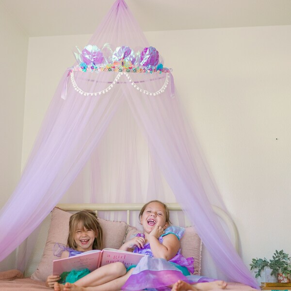 Bed canopy for girl, canopy for girls bed, princess bed canopy for girls, girls princess / bed canopy, pink canopy for girls bed, Mermaid