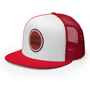 Cappello da camionista ricamato vintage retrò Lucky Strike SPEDIZIONE GRATUITA