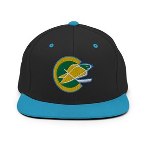 California Golden Seals Embroidered Snapback Hat Black/Teal Flat Brim FREE SHIPPING