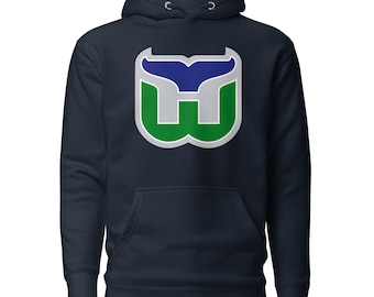 Hartford Whalers Vintage Retro Unisex Hoodie Navy Blue FREE SHIPPING