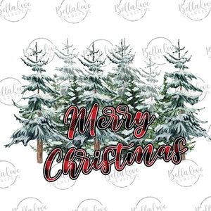 Vintage Trees Winter Christmas Holiday Sublimation Transfer Print - Ready to Press Transfers