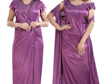 purple nighty gown set