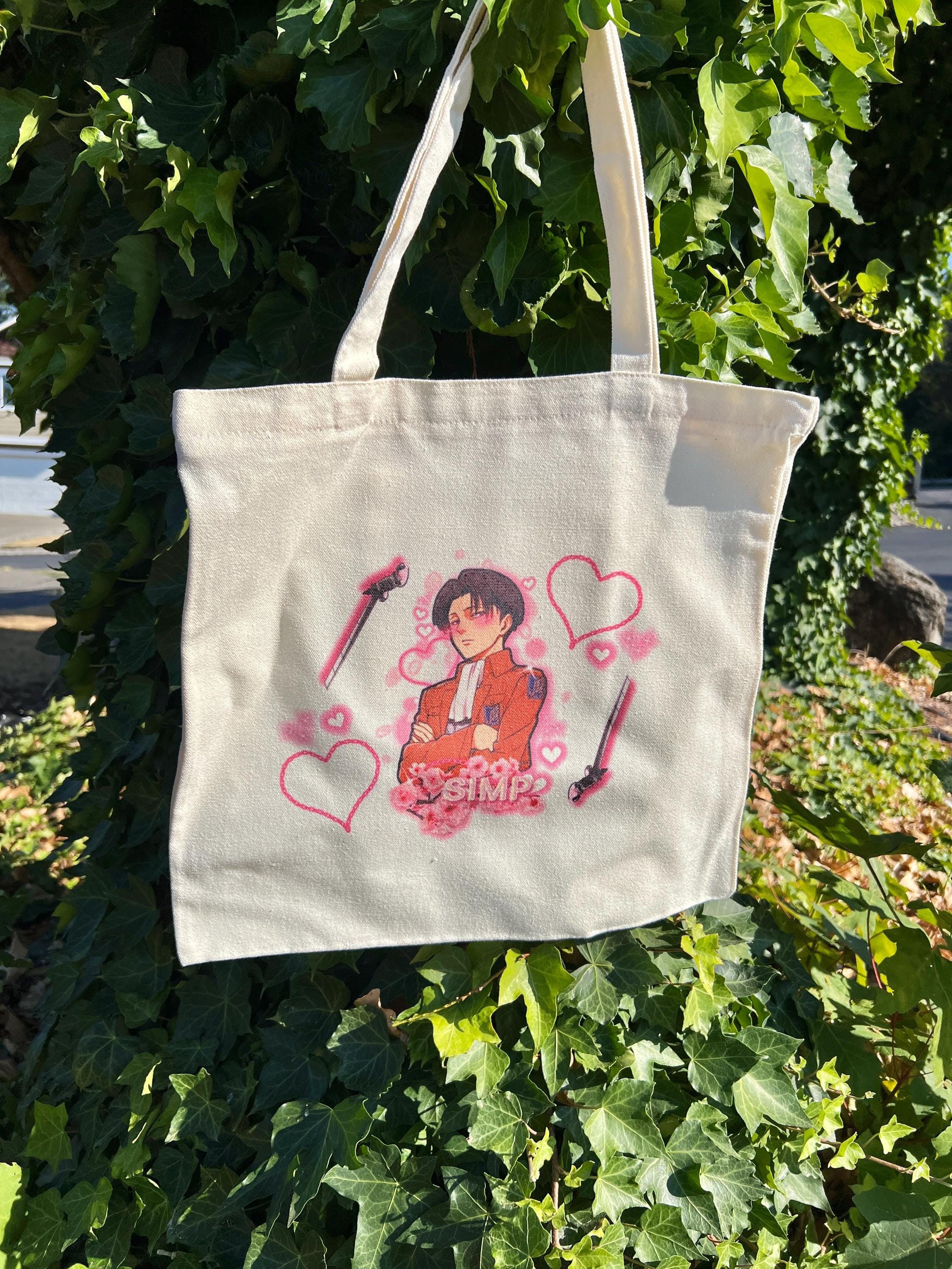 Brown Hair Attack Anime Boy Simp Tote Bag Funny Kawaii Reusable 