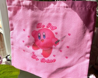Kirby Be Gay Do Crime Pink Tote Bag Kawaii Nintendo Funny Bag