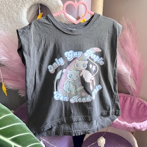 Mew Only Gay People Can Read This Y2K Kawaii Masc Muscle Tank Cropped Unisex Funny Pokèmon Pride LGBTQ Fan Art image 3