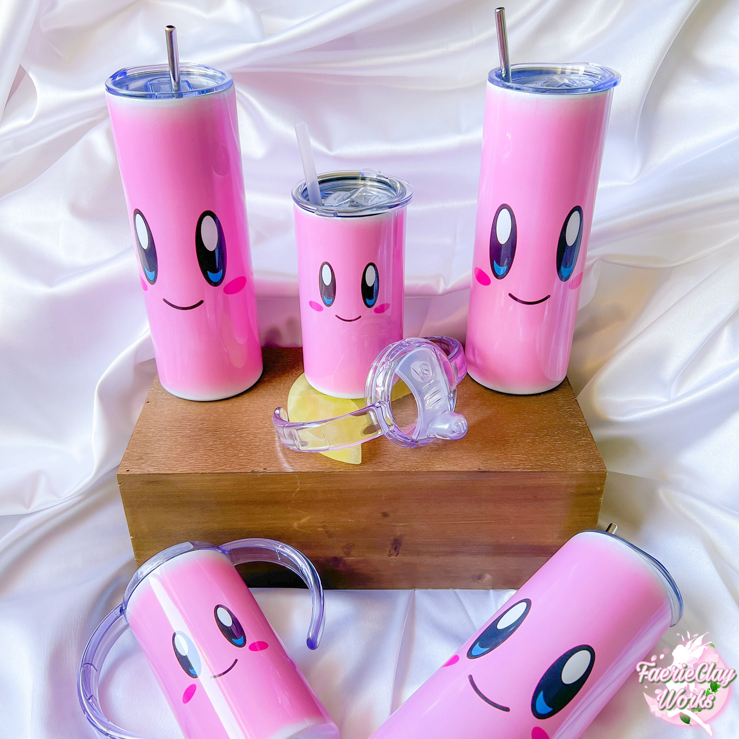 Kirby Glass Cup Cute Kirby Tumbler Glasses Kawaii Kirby Drinking