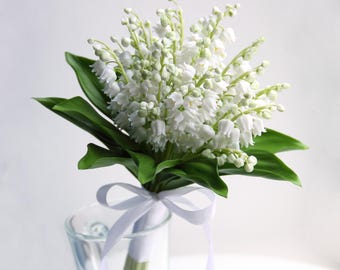 Handgefertigter Maiglöckchen Strauß: Porzellan Hochzeitsblumen