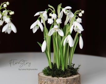 Snowdrop, Cold Porcelain flowers, Real touch flowers, artificial snowdrops centerpiece