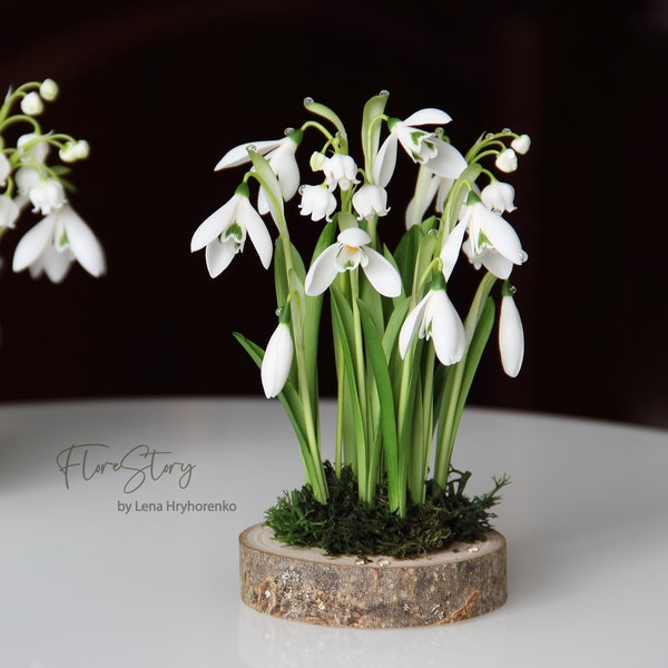 Perce-neige, fleurs en porcelaine froide, fleurs au toucher réel, pièce maîtresse de perce-neige artificiels