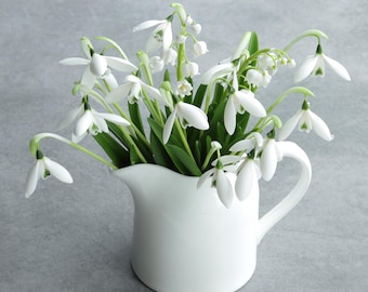 Schneeglöckchen Weihnachtsgeschenk, Kalte Porzellanblumen, künstlicher Schneeglöckchenstrauß
