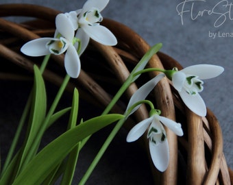 Bucaneve fiori di porcellana fredda, bucaneve effetto realistico al tatto, scultura botanica