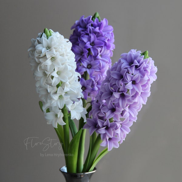 Real touch hyacinth, Cold Porcelain Flowers,  Artificial Hyacinth, Botanical sculpture