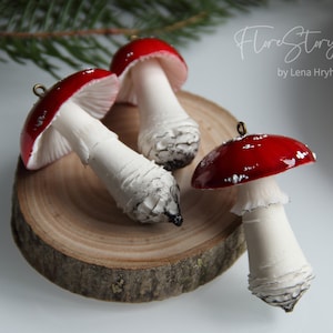Realistic Fly Agaric Mushroom Ornament: Handmade Christmas Decoration