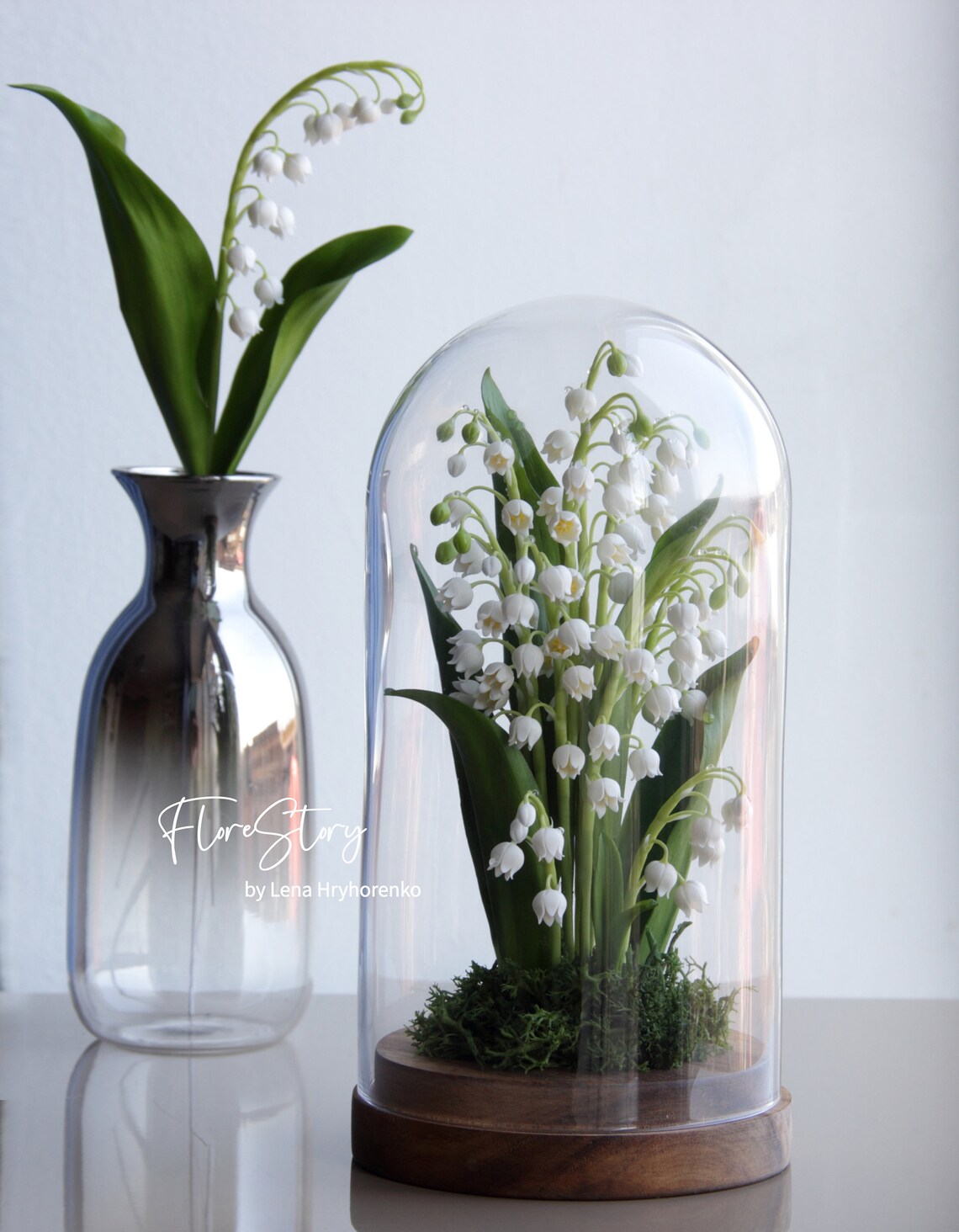Clay Lily of the valley in glass dome Porcelain flowers Etsy