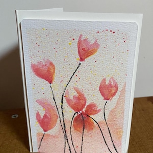 Hand painted flower  Greeting Card – Watercolor Flower Card – Blank Inside – Spring/ summer  Floral Card