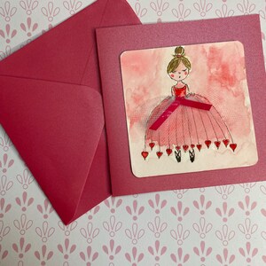 Carte de voeux vierge aquarelle originale de ballerine peinte à la main (pas une impression) Peut être encadrée et accrochée au mur.