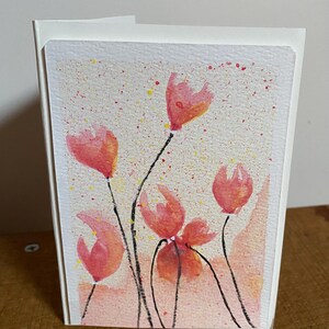 Carte de voeux avec fleurs peintes à la main - Carte de fleurs aquarelles - Intérieur vierge - Carte de fleurs printemps/été