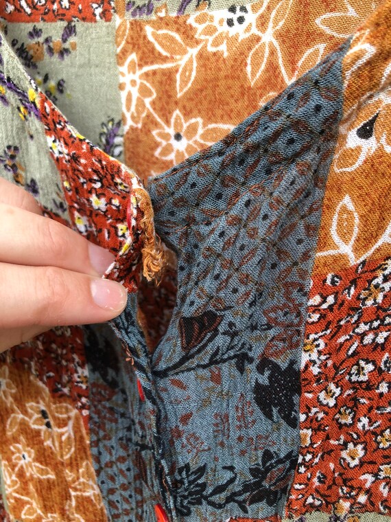 Fun "Patchwork" Mixed Print Button Up Tee Designs… - image 7