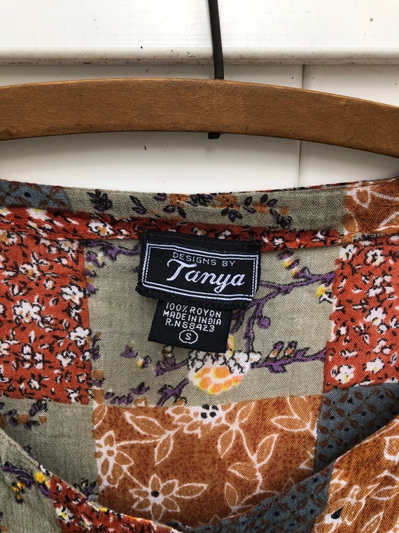 Fun "Patchwork" Mixed Print Button Up Tee Designs… - image 5