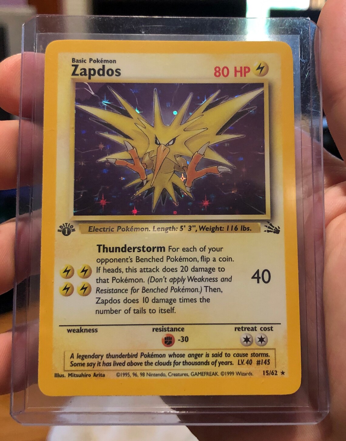 1st Edition Zapdos 1995 Holo Card 15/62 Great Condition PSA Etsy