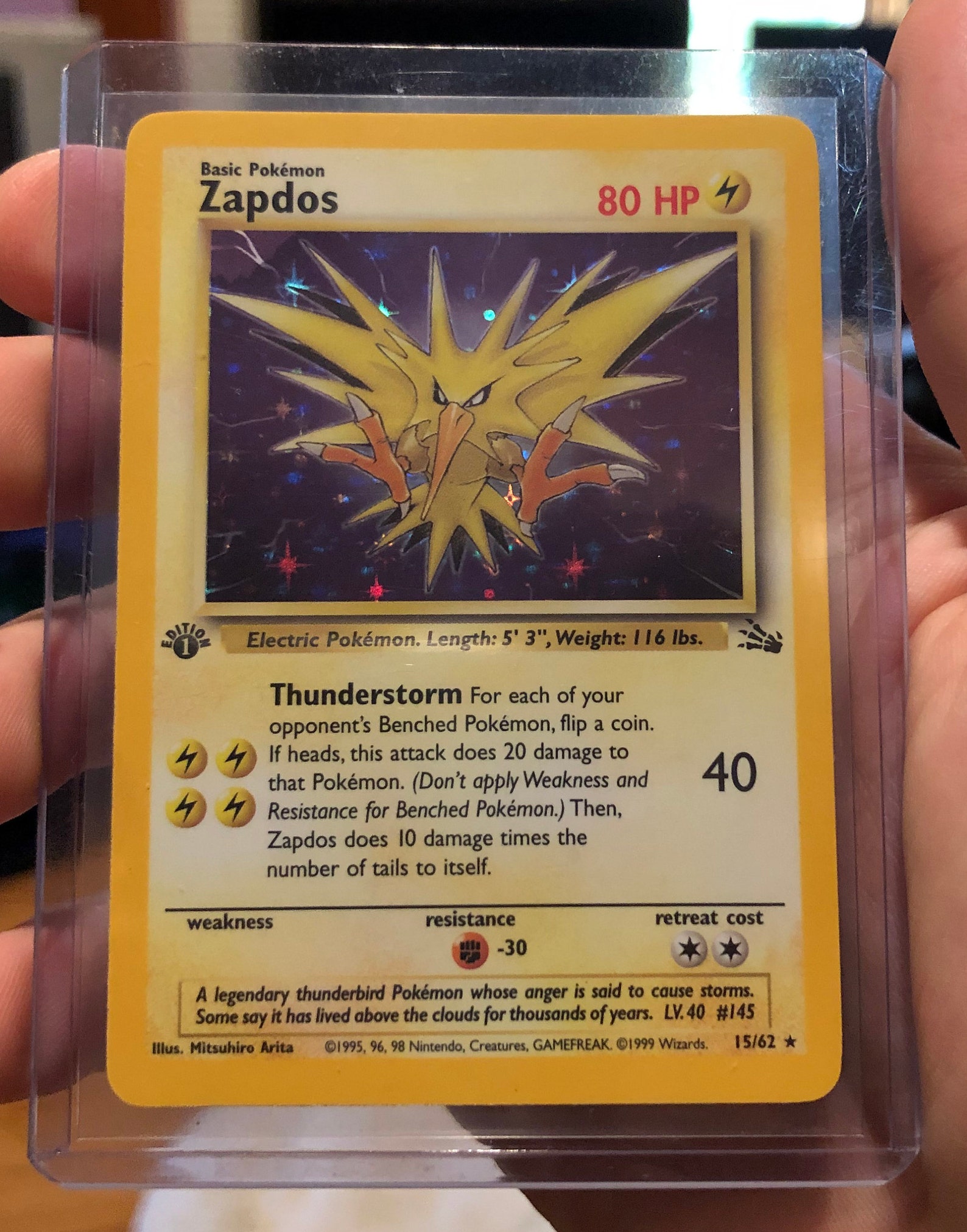 1. Auflage Zapdos 1995 Holo Karte 15/62 toller Zustand PSA | Etsy