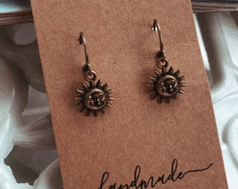 bronze sun and moon earrings