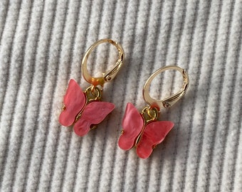 dark pink butterfly earrings