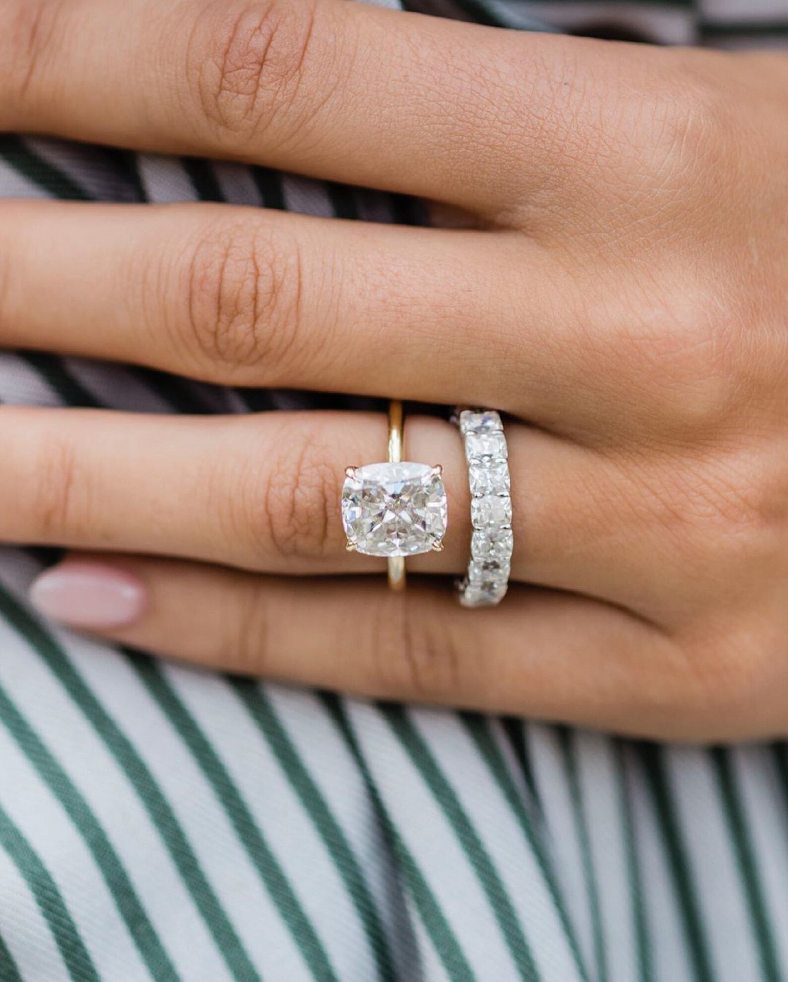 Cushion cut moissanite engagement ring set Simple engagement Etsy