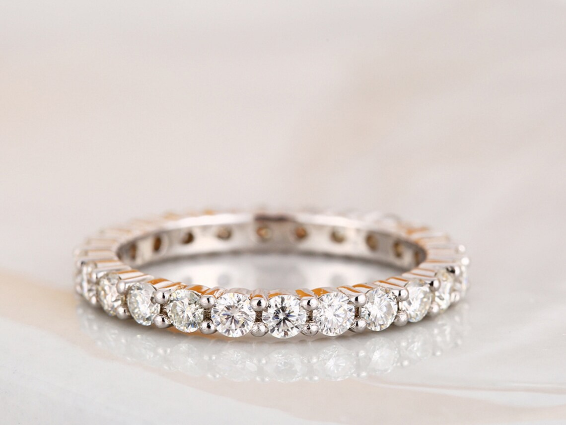 3MM Eternity Ring Moissanite engagement Band Round Cut Full Etsy