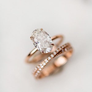 Treblis Three-Ring Stack: Oval Diamond Rose Gold