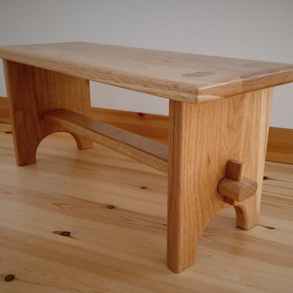 Solid oak footstool, wooden stool, step, plant stand, child step, handmade in the UK to order