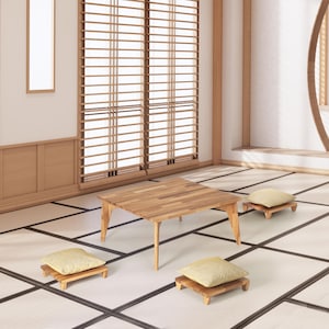 Low Wooden Table Set , Wood Chabudai Table , Kotatsu Dining Table , Tatami Furniture Set , Japanese Low Table , Wood Coffee Table