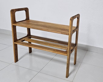 Mid-century entryway bench, Shoe storage, Teak entryway shoe bench, Narrow bench, Small bench, Scandinavian bench