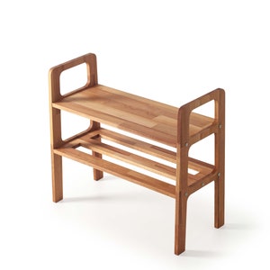 Mid-century entryway bench, Shoe storage, Teak entryway shoe bench, Narrow bench, Small bench, Scandinavian bench