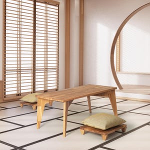 Kotatsu Dining Table , Chabudai Table Set , Tatami Room Decor , Japandi Furniture, Tatami Table Chairs, Floor Seating Set, Wood Coffee Table